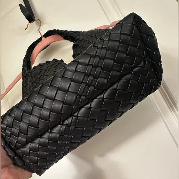 Elegant Black Woven Mini Tote Bag - Picture 10 of 10